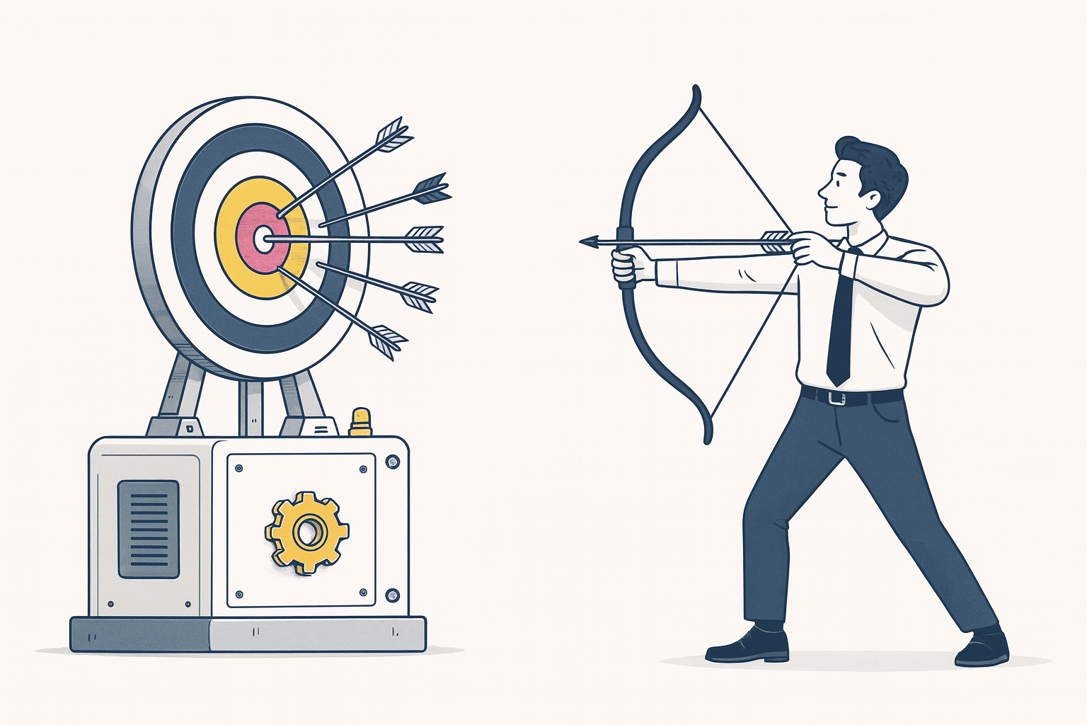 Editorial illustration of a B2B positioning framework: a compass sitting over a tangle of competing go-to-market lines