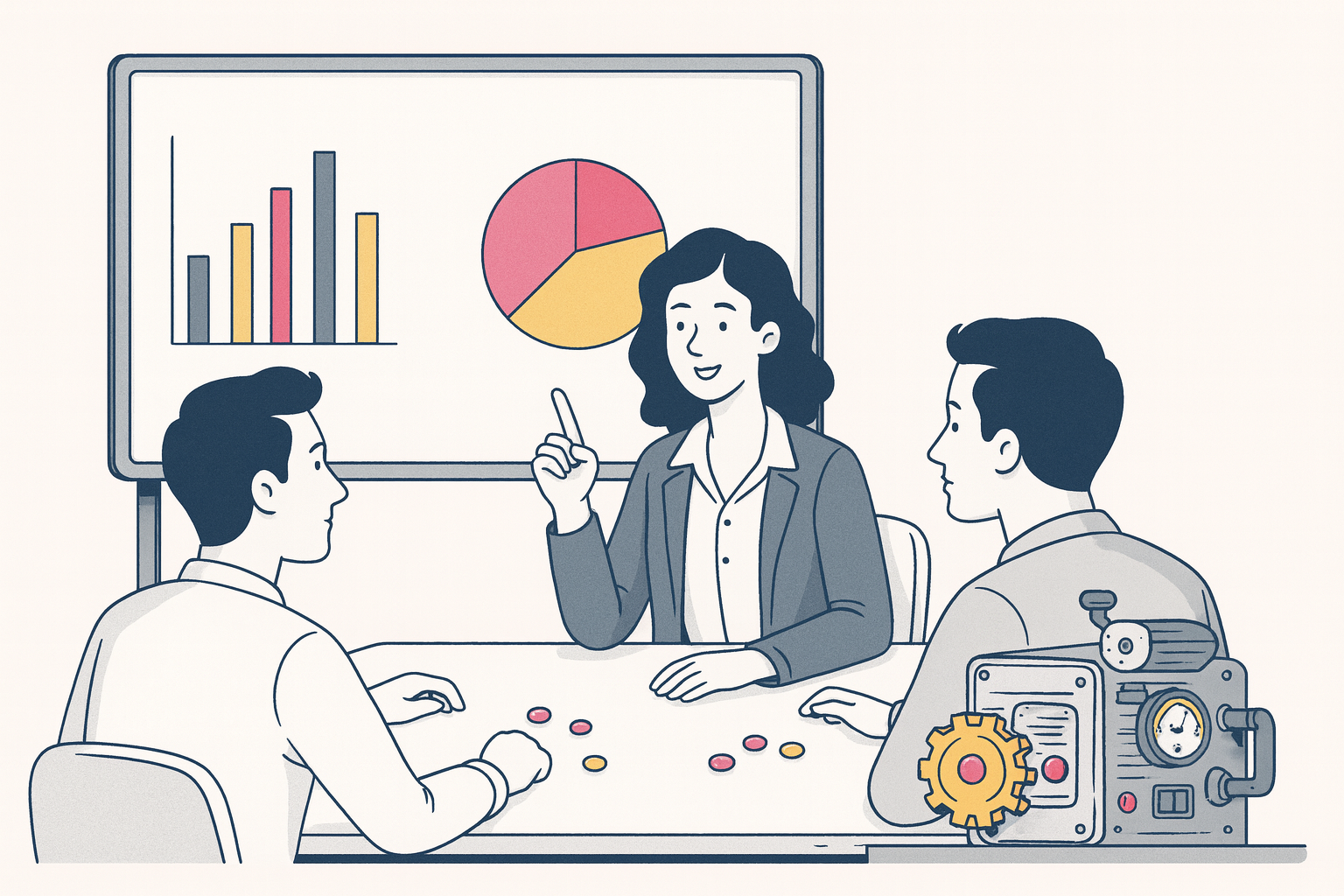 A new marketing leader reviewing an org chart and channel spend during a first-30-days marketing team review