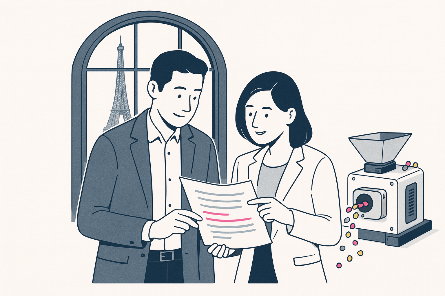 Fractional CMO France ou directeur marketing externalisé : illustration éditoriale de deux étiquettes pour la même fonction marketing